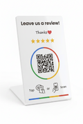 Google értékelésszerző kártya talpas NFC és QR (fehér)