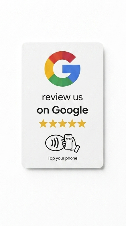 Google értékelésszerző kártya NFC+QR (fehér)